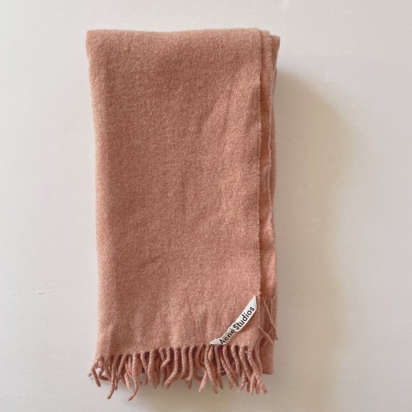 NWOT Acne Studios Oversized Wool Scarf in Pink Melange/Salmon - made in Italy - Picture 2 of 7